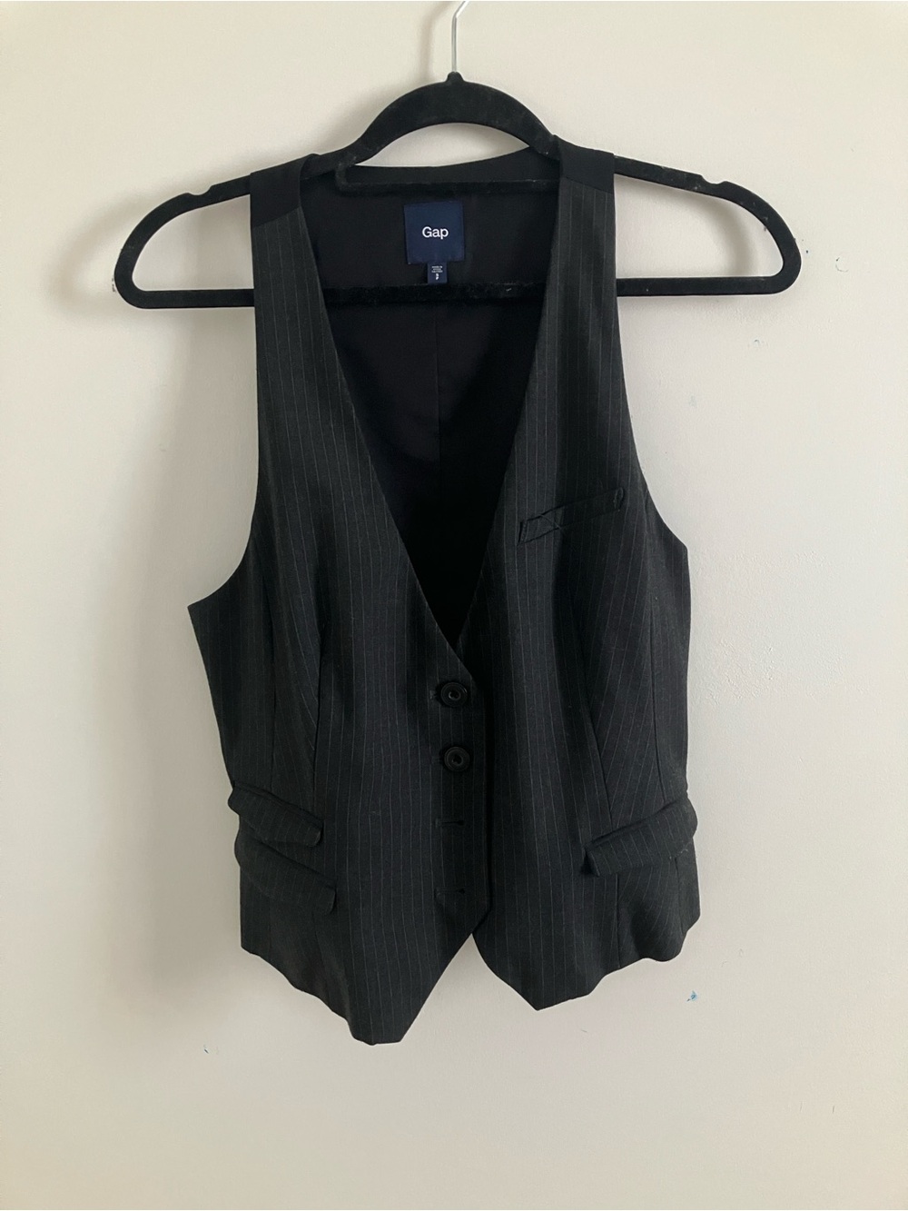 GAP Black Pinstripe Women's Tailored Vest